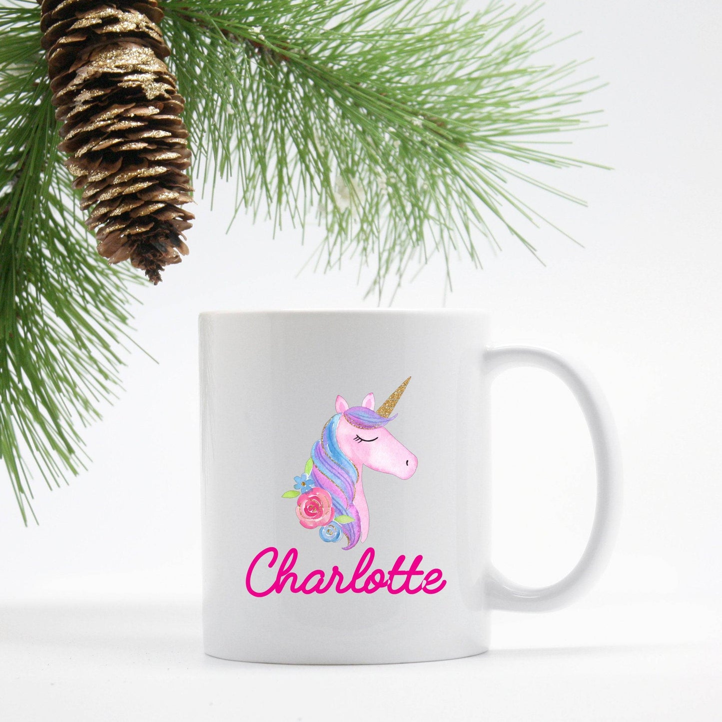 Personalized Pink Unicorn Mug