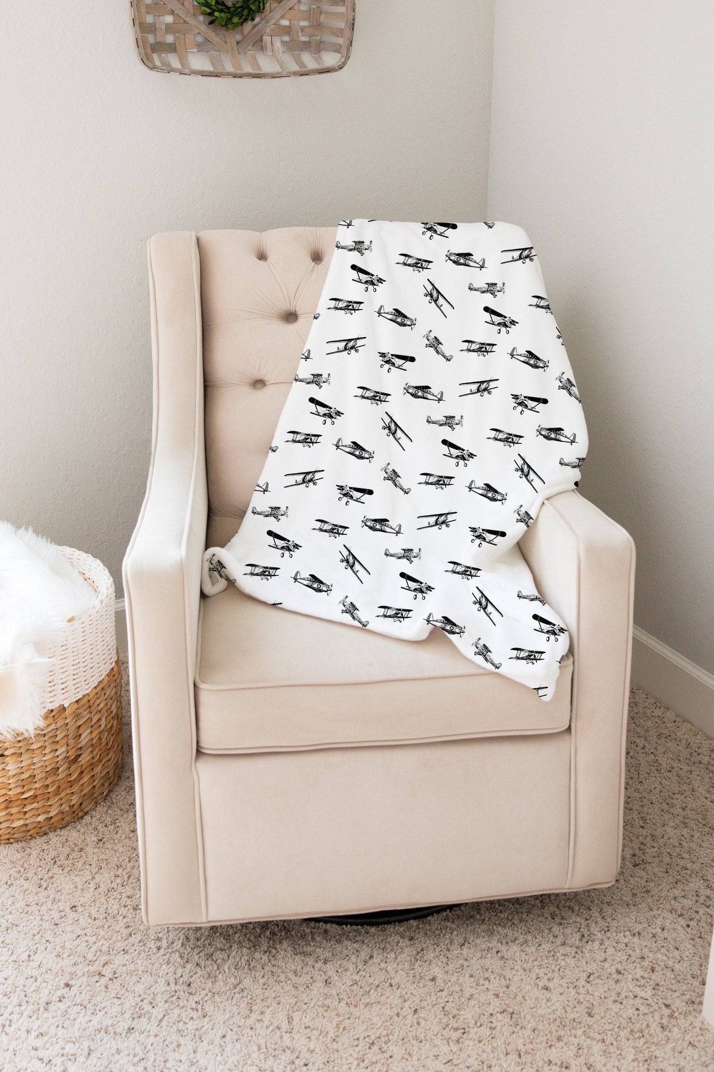 Airplane Baby Blanket - Baby Boy Blanket