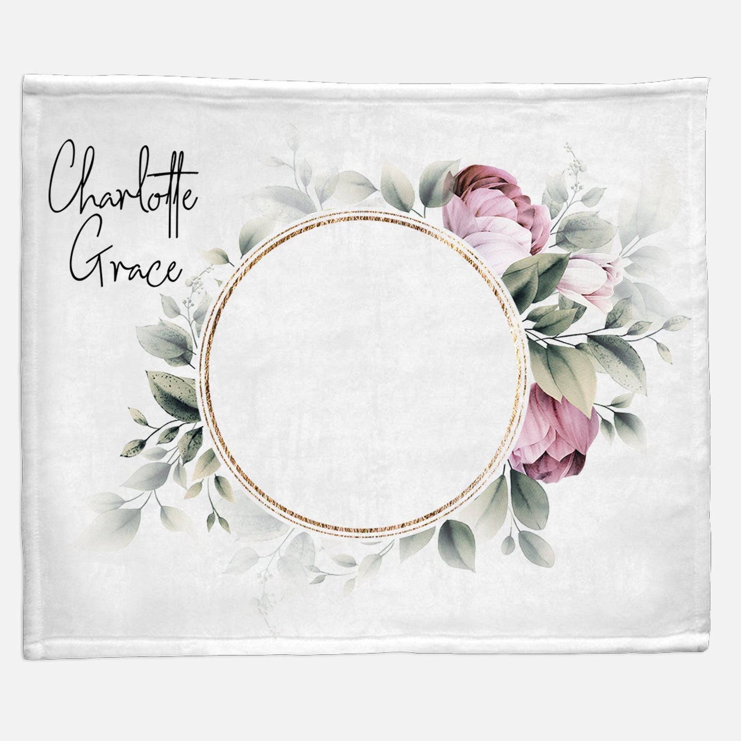 Baby Girl Personalized Circle Floral Blanket