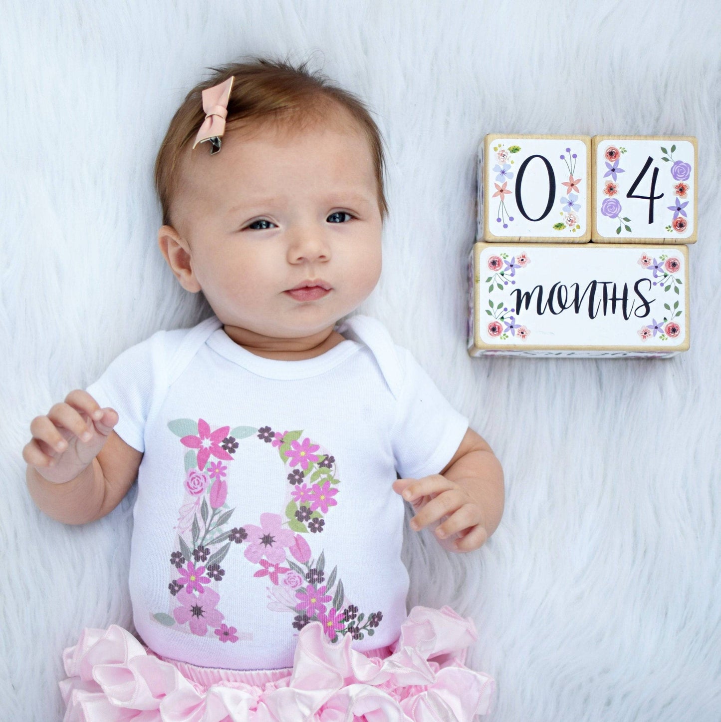 Baby Milestone Blocks - Cherry Blossom Flowers