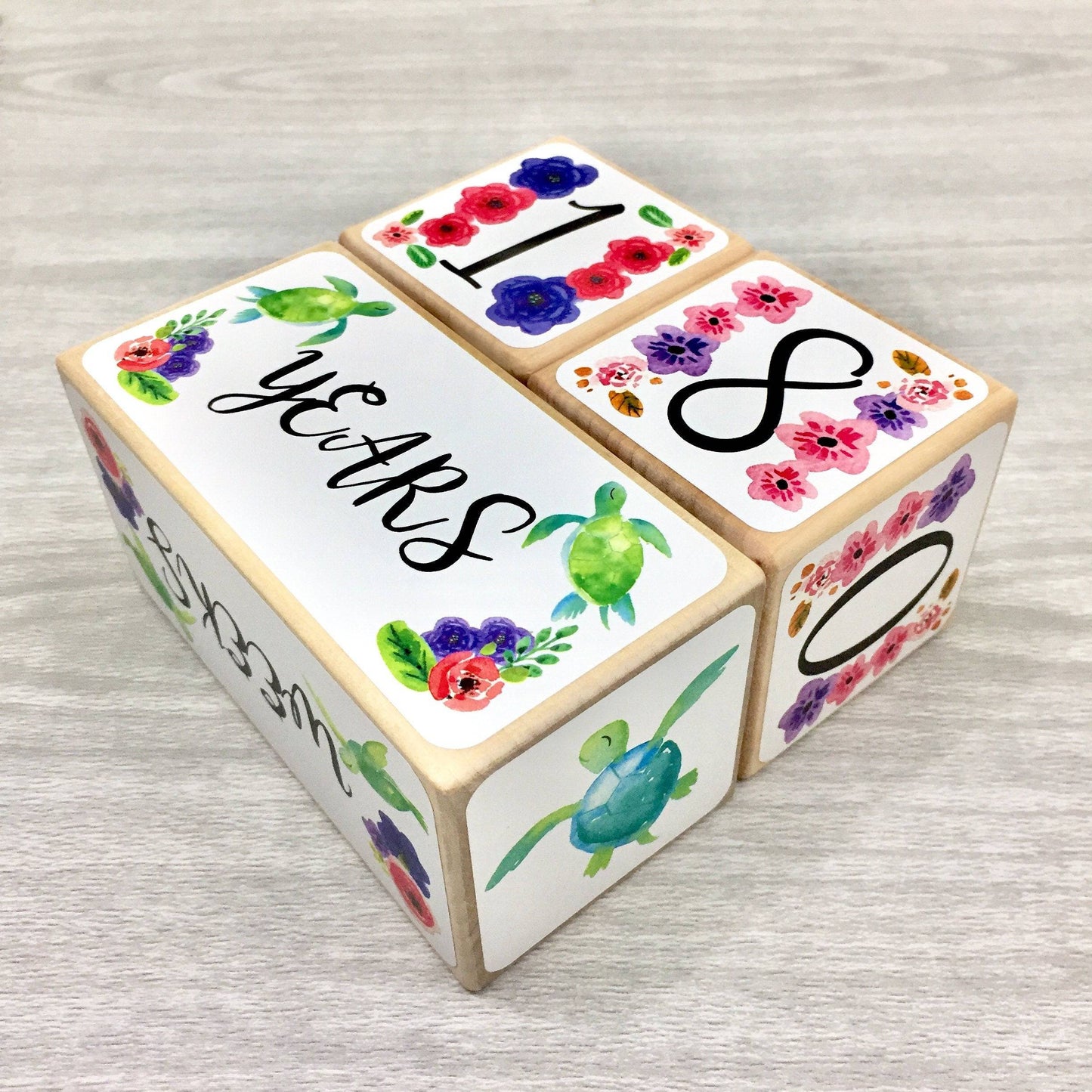 Baby Milestone Blocks - Sea Turtles & Flowers