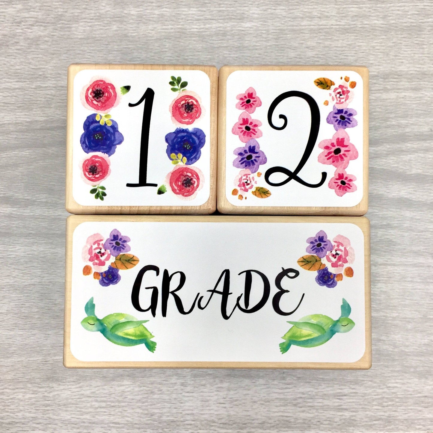 Baby Milestone Blocks - Sea Turtles & Flowers