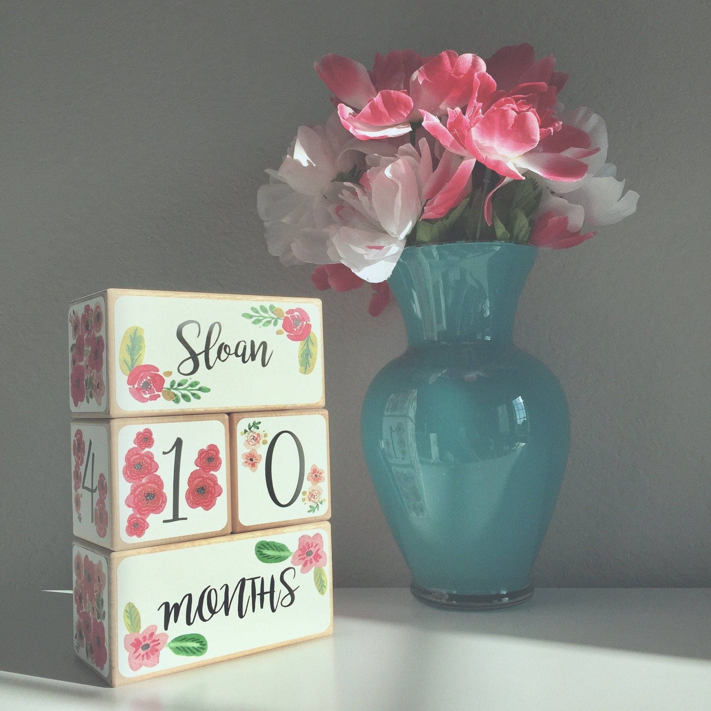 Baby Milestone Blocks - Watercolor Floral