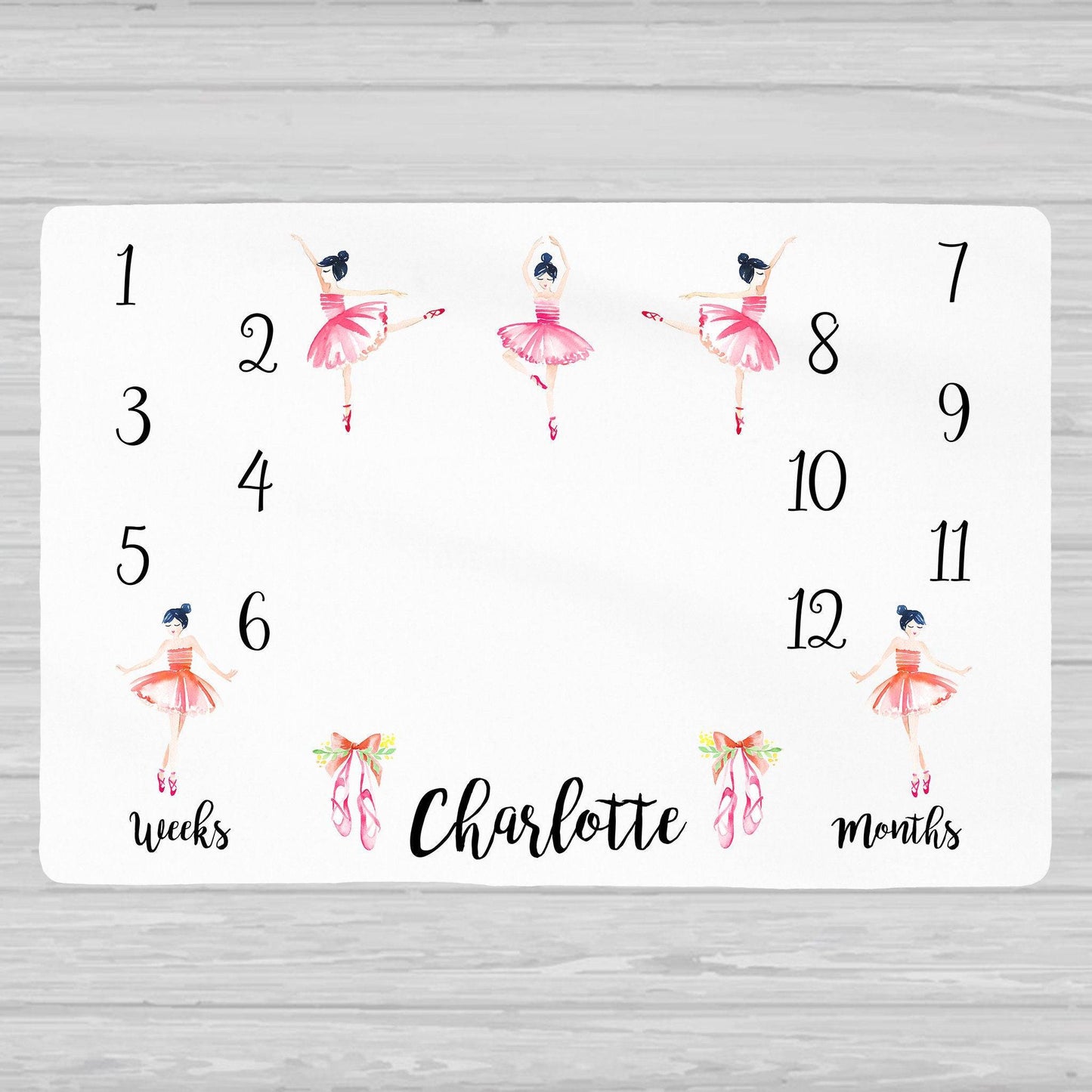 Ballerina Baby Milestone Blanket - Baby Girl Gift