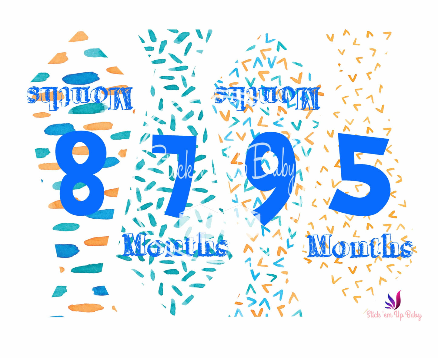 Blue and Orange Ties | Monthly Baby Stickers