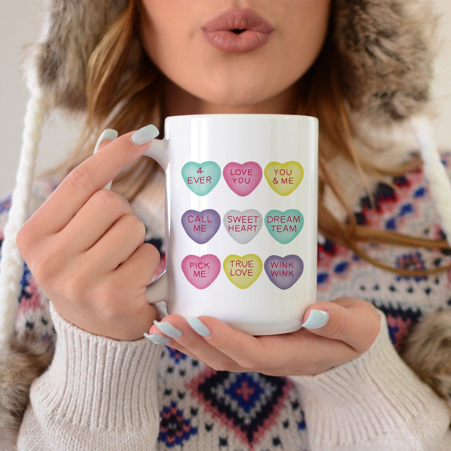 Conversation Heart Mug - Valentine's Day Coffee Mug
