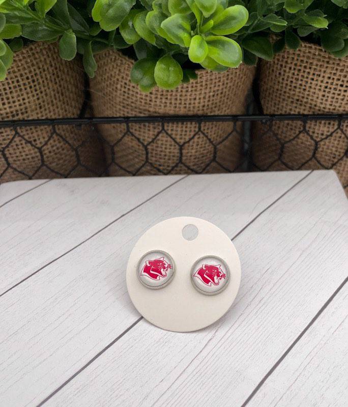 Cougar Mascot Stud Earrings