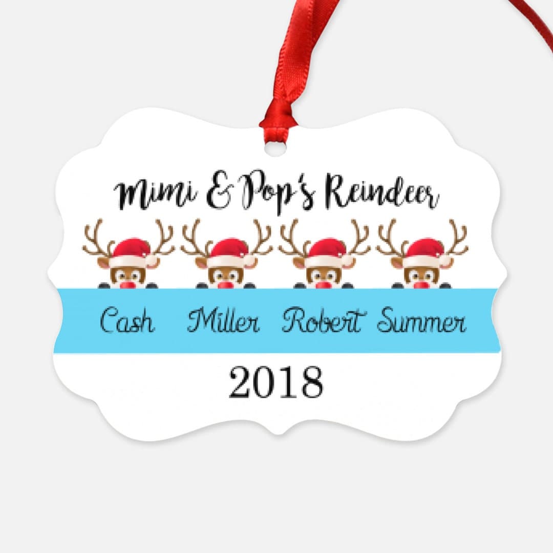 Grandma & Grandpa's Reindeer Ornament | Blue Design