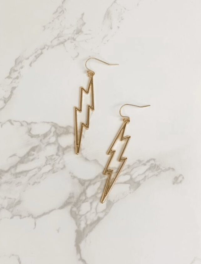 Lightning Bolts Gold Dangle Earrings