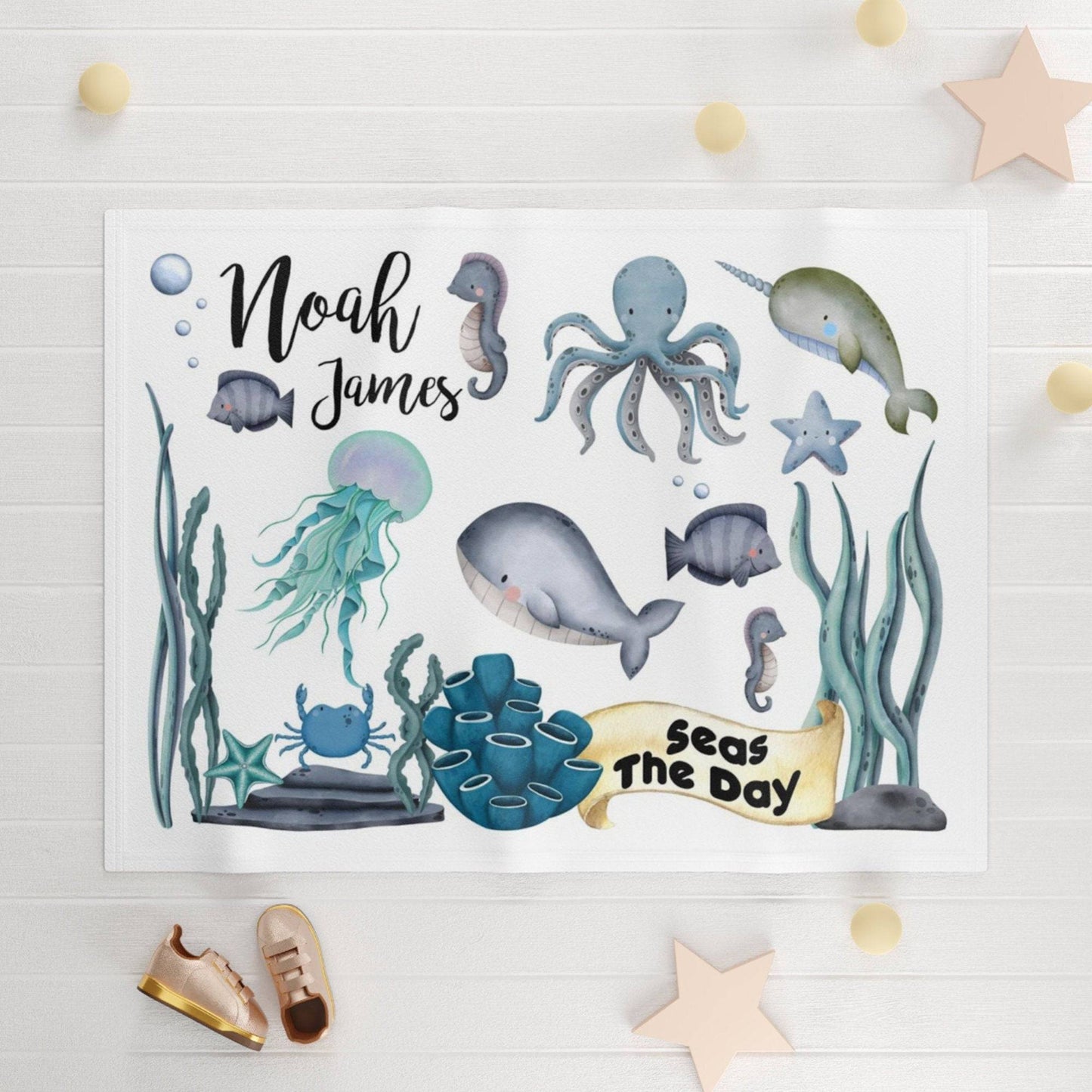 Ocean "Seas The Day" Baby Blanket