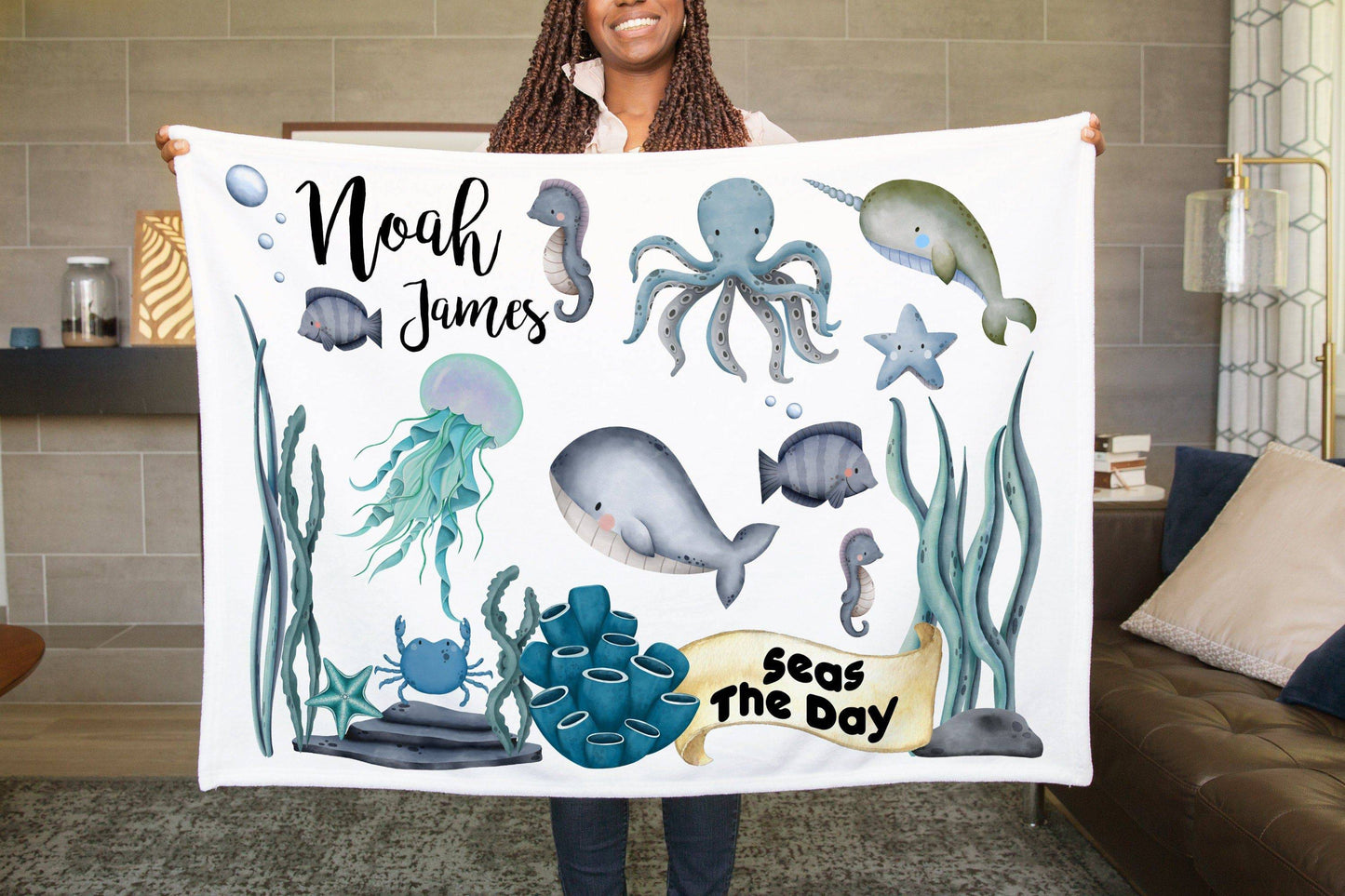 Ocean "Seas The Day" Baby Blanket