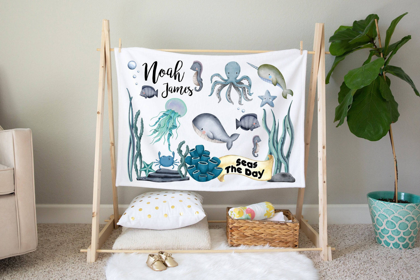 Ocean "Seas The Day" Baby Blanket