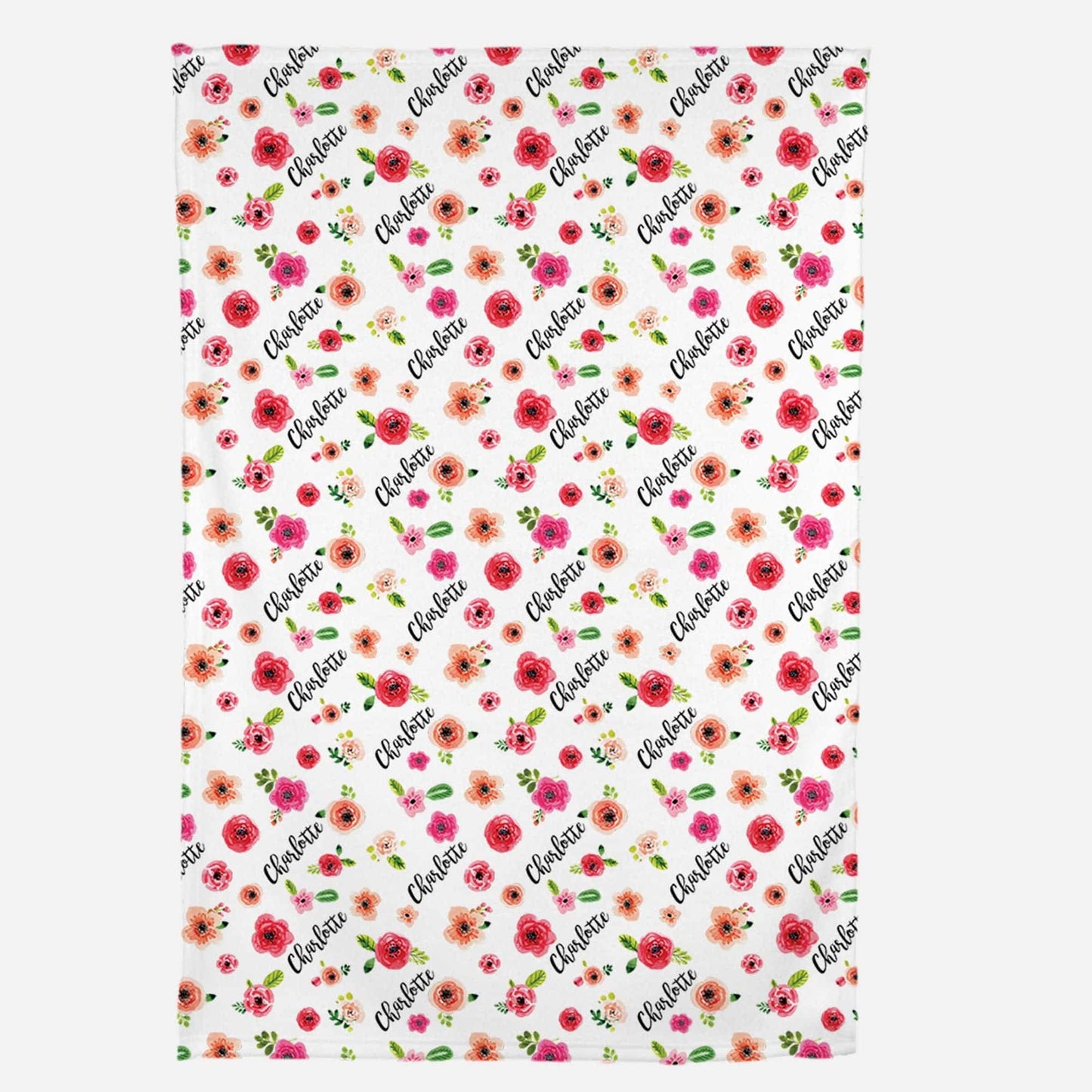 Personalized Baby Blanket - Watercolor Floral Name Blanket