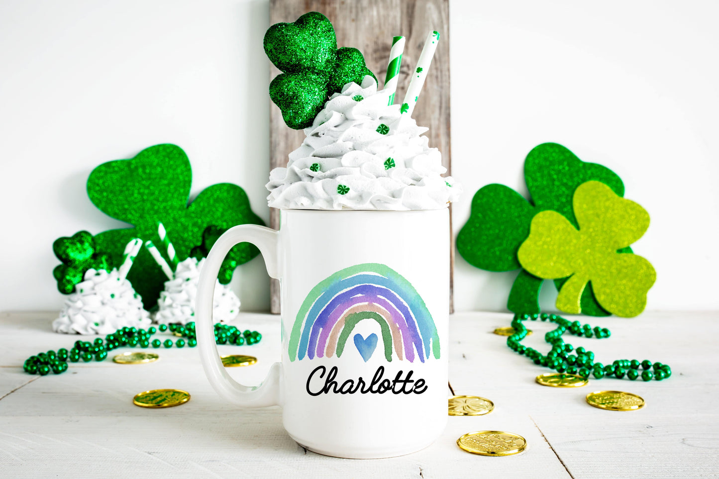 Personalized Blue Rainbow Mug