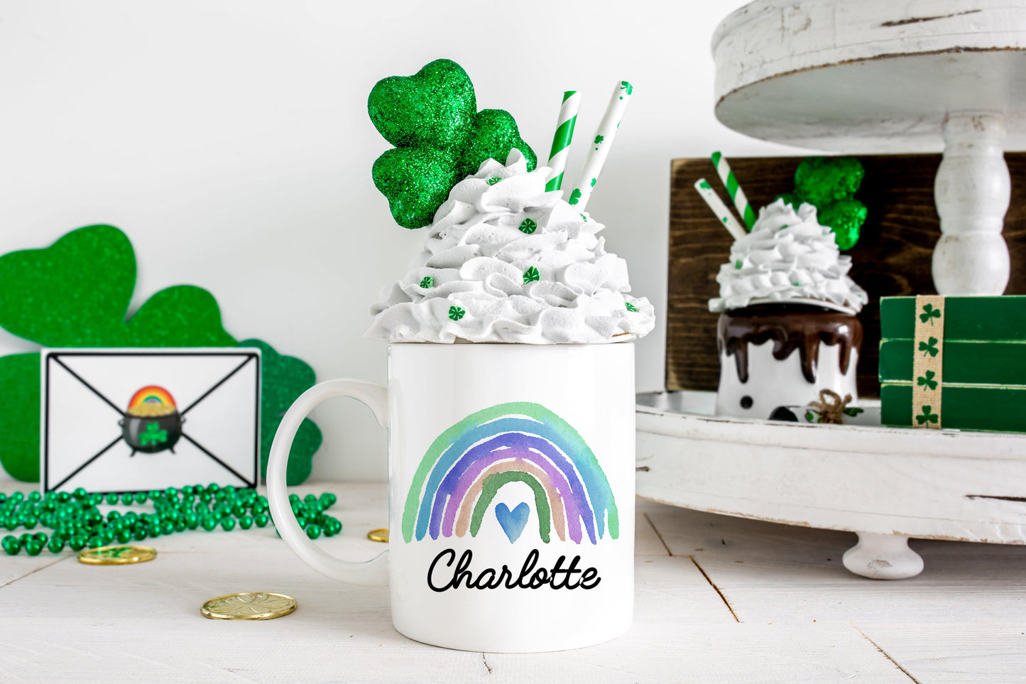 Personalized Blue Rainbow Mug