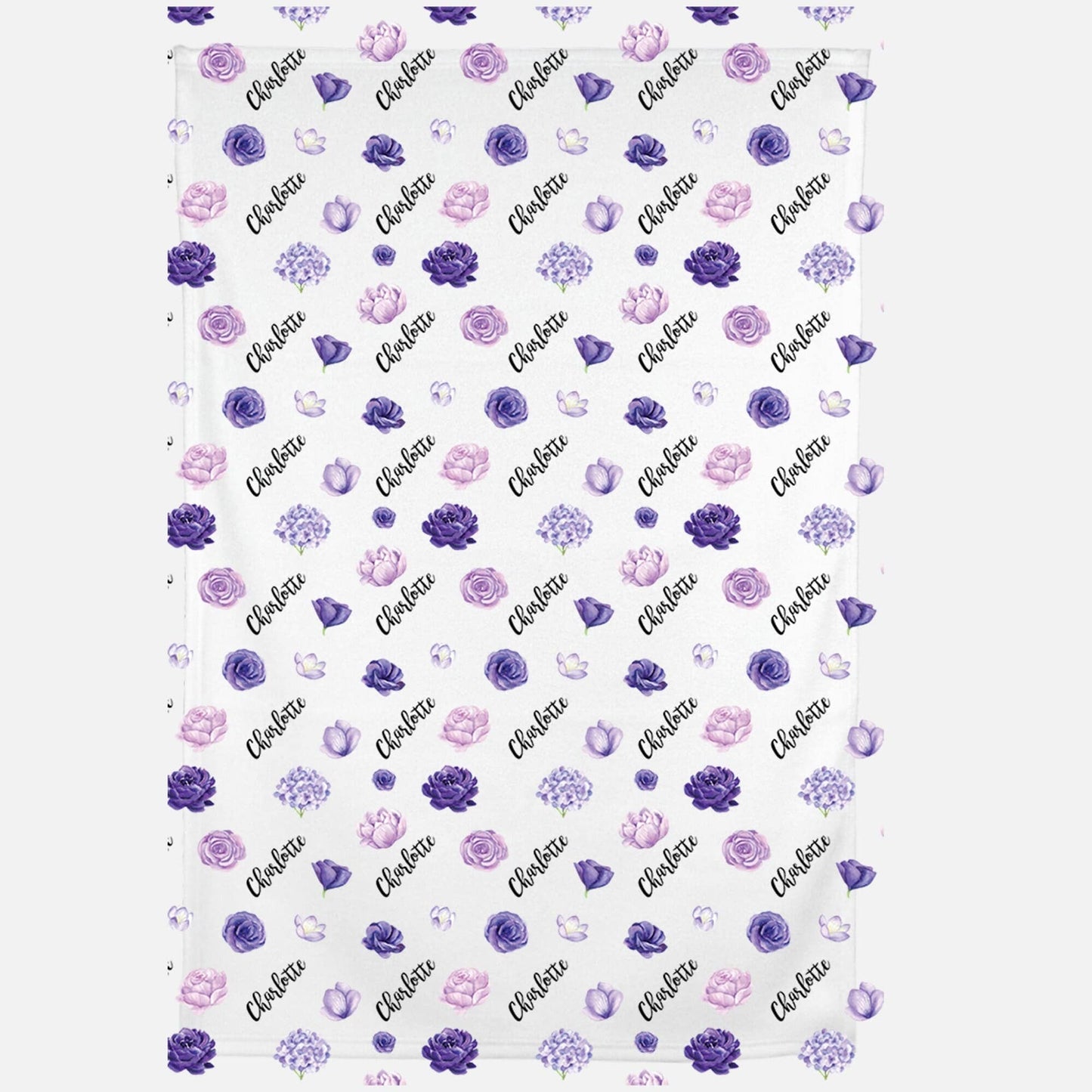 Personalized Purple Floral Baby Blanket