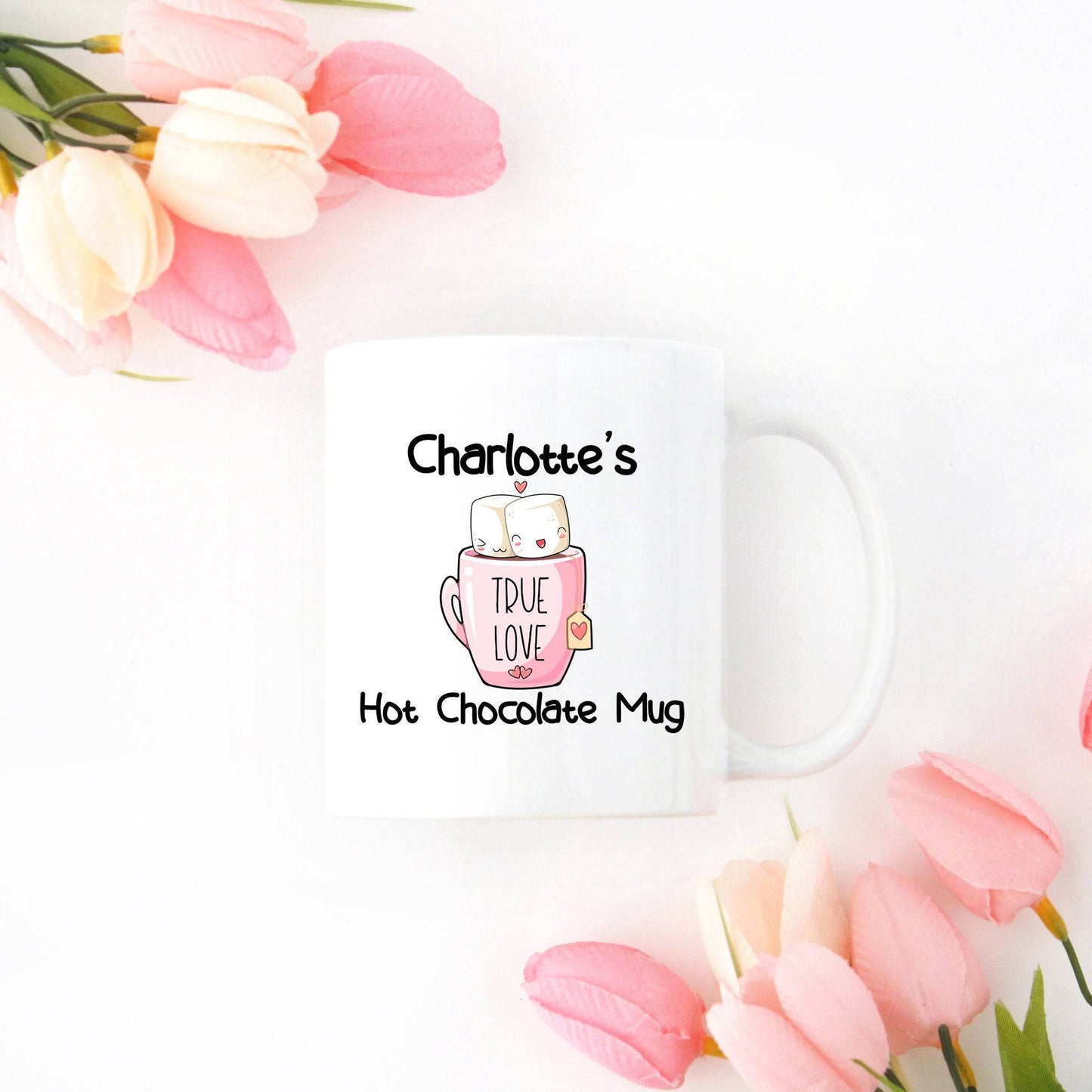 Personalized True Love Marshmallow Mug | Pink Design
