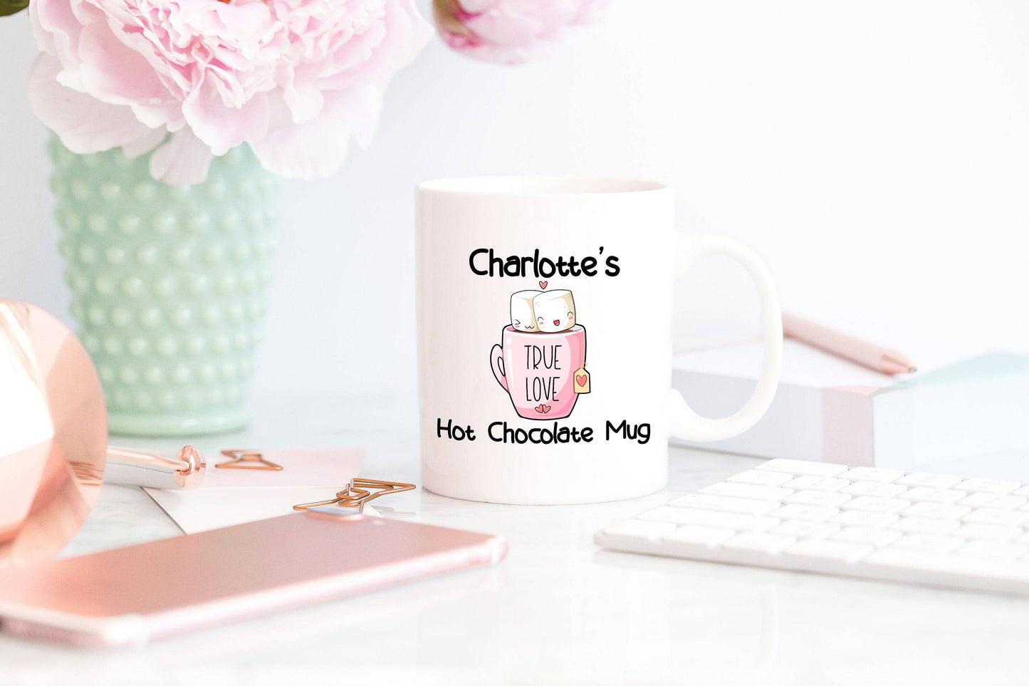 Personalized True Love Marshmallow Mug | Pink Design