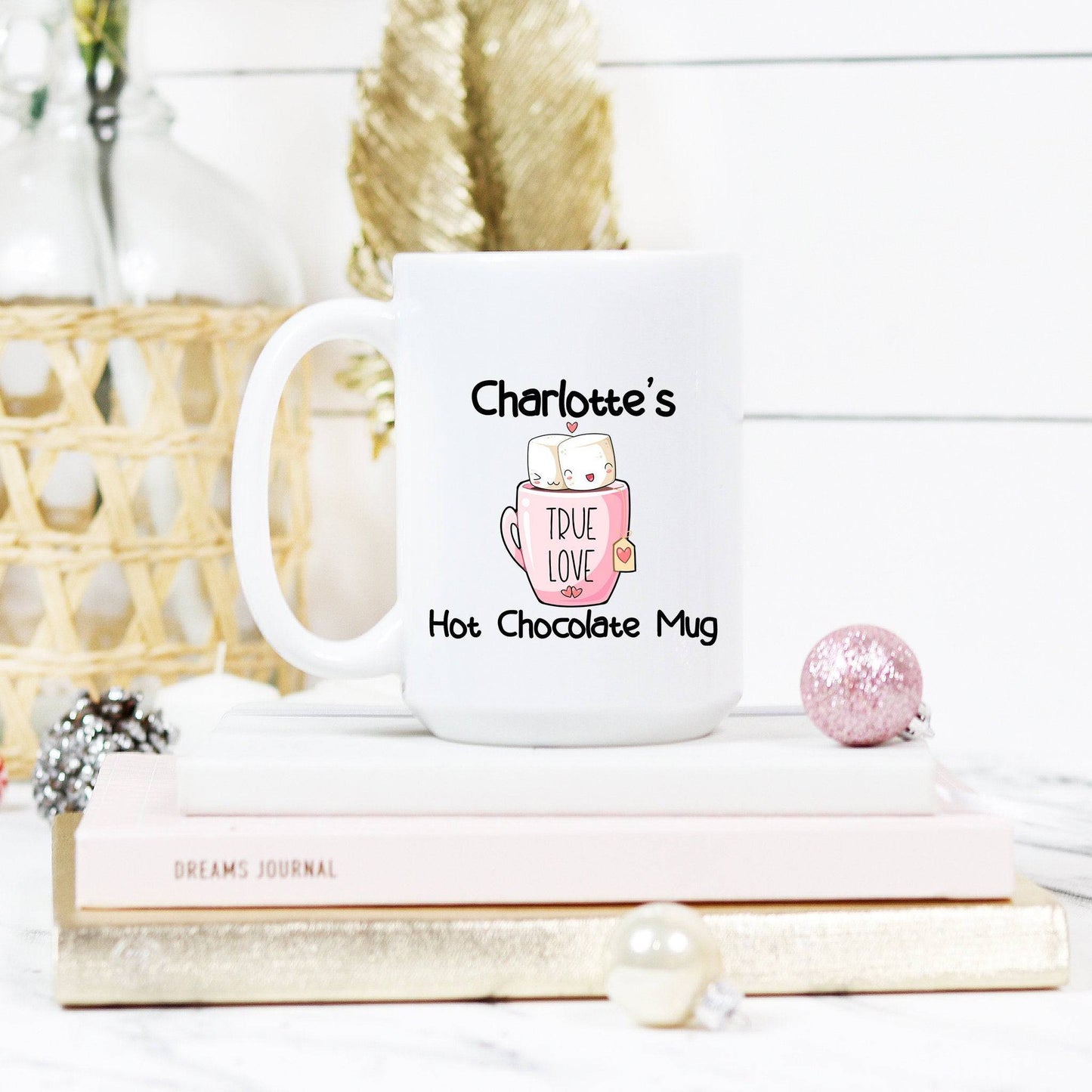 Personalized True Love Marshmallow Mug | Pink Design