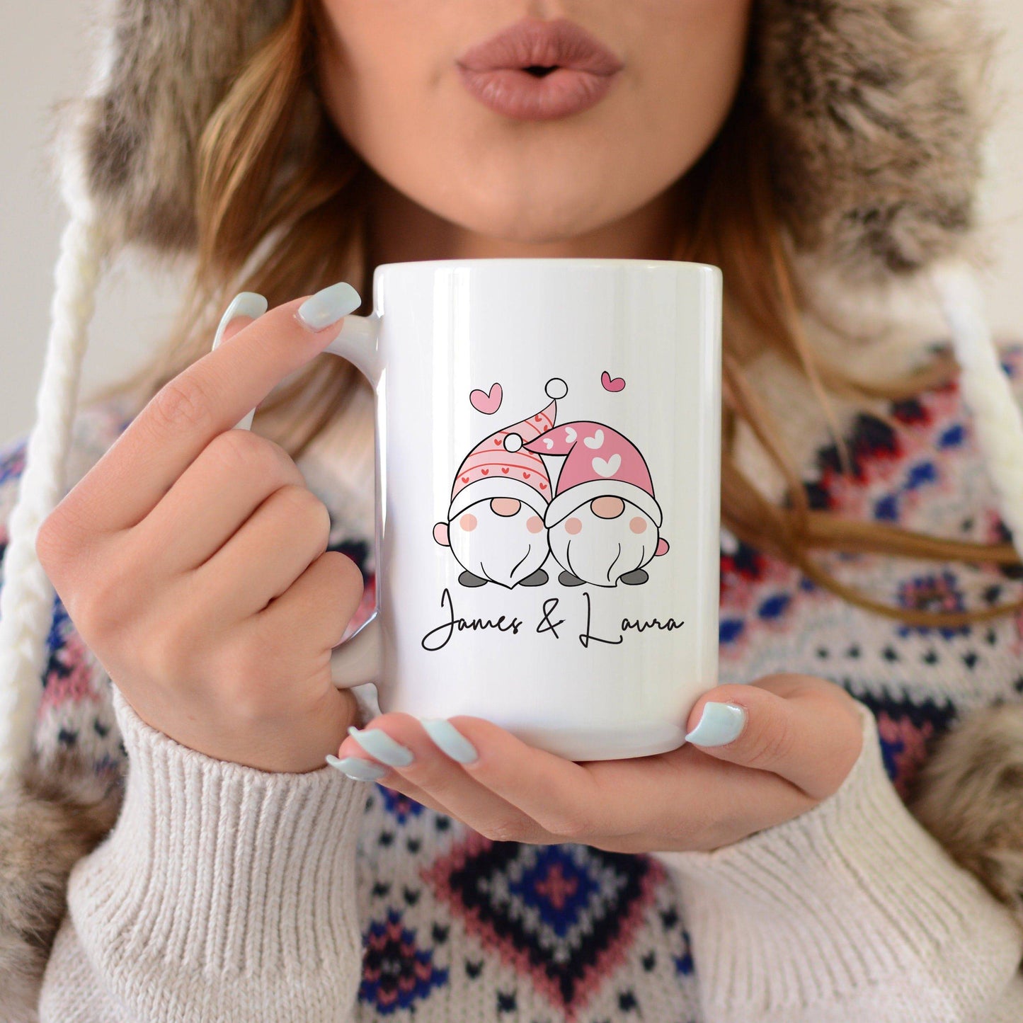 Personalized Valentine's Gnome Couple Mug