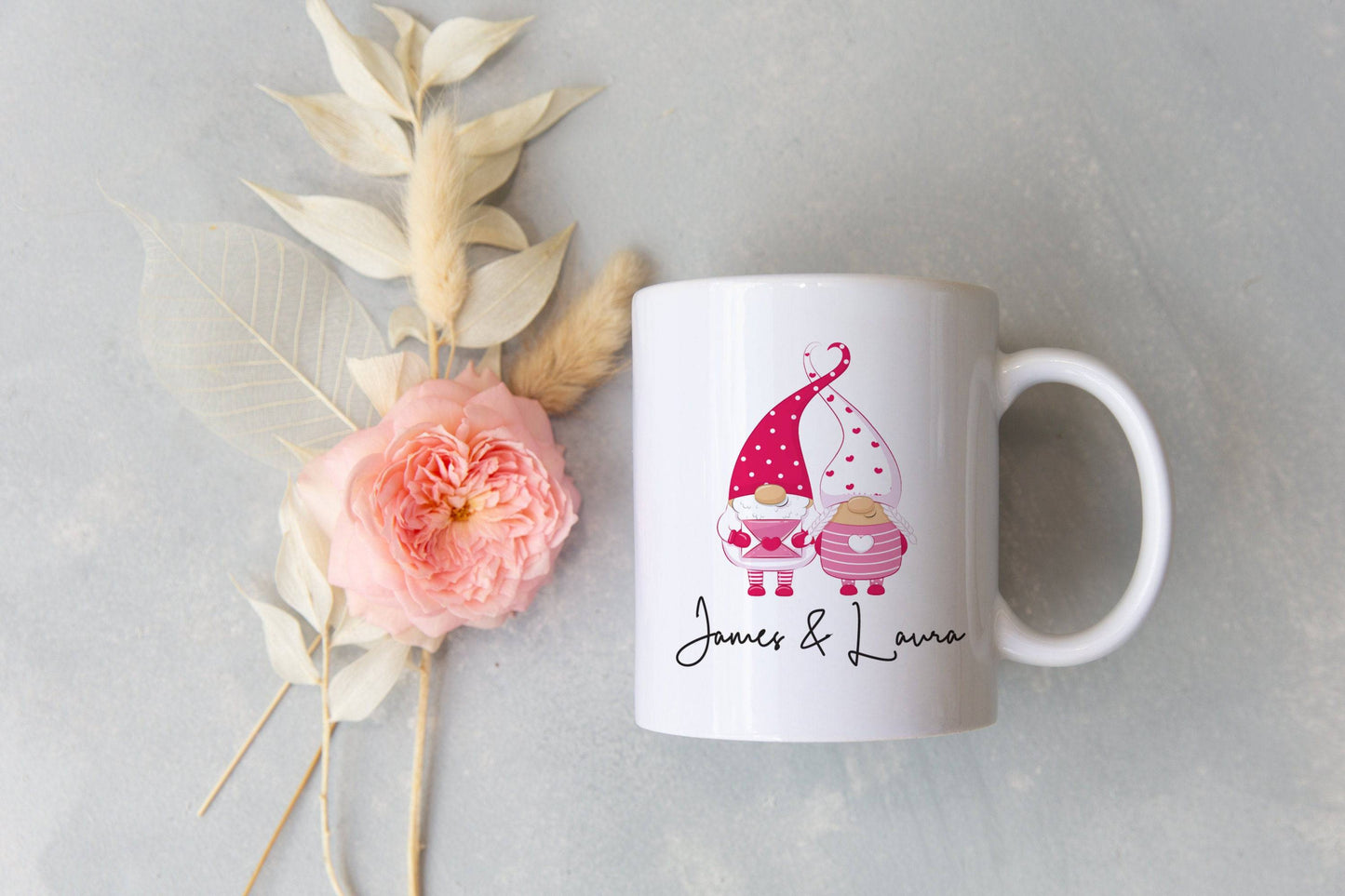 Personalized Valentine's Gnome Couple Mug