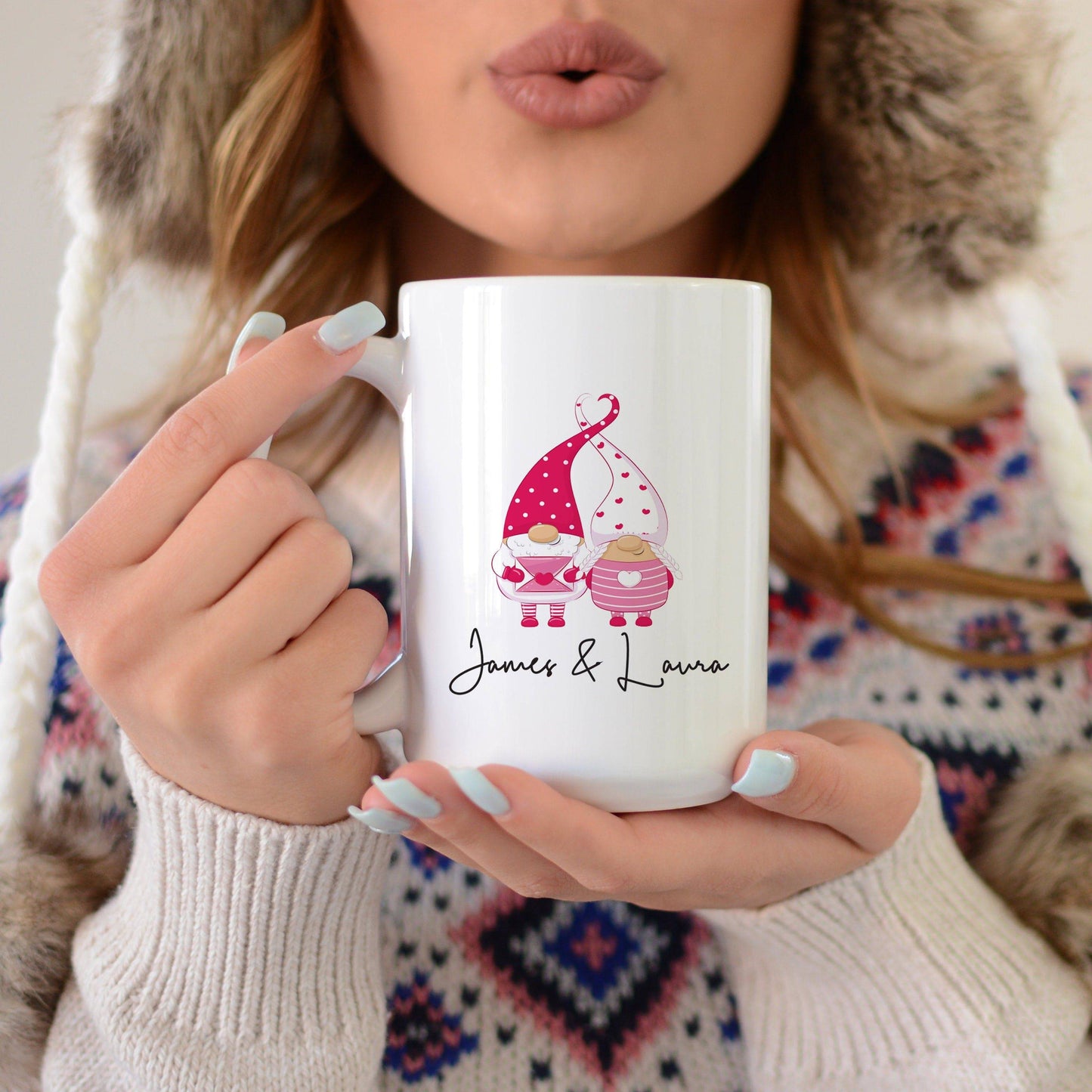Personalized Valentine's Gnome Couple Mug