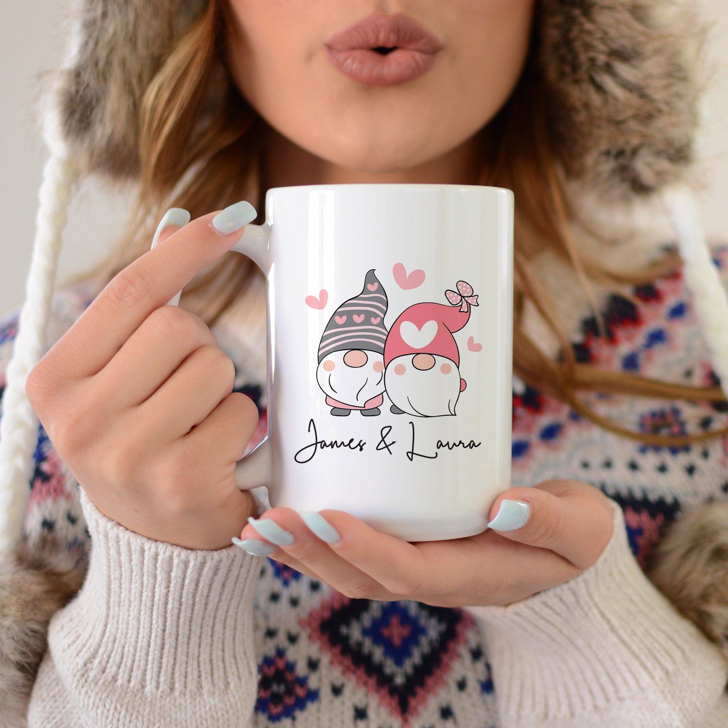 Personalized Valentine's Gnome Couple Mug