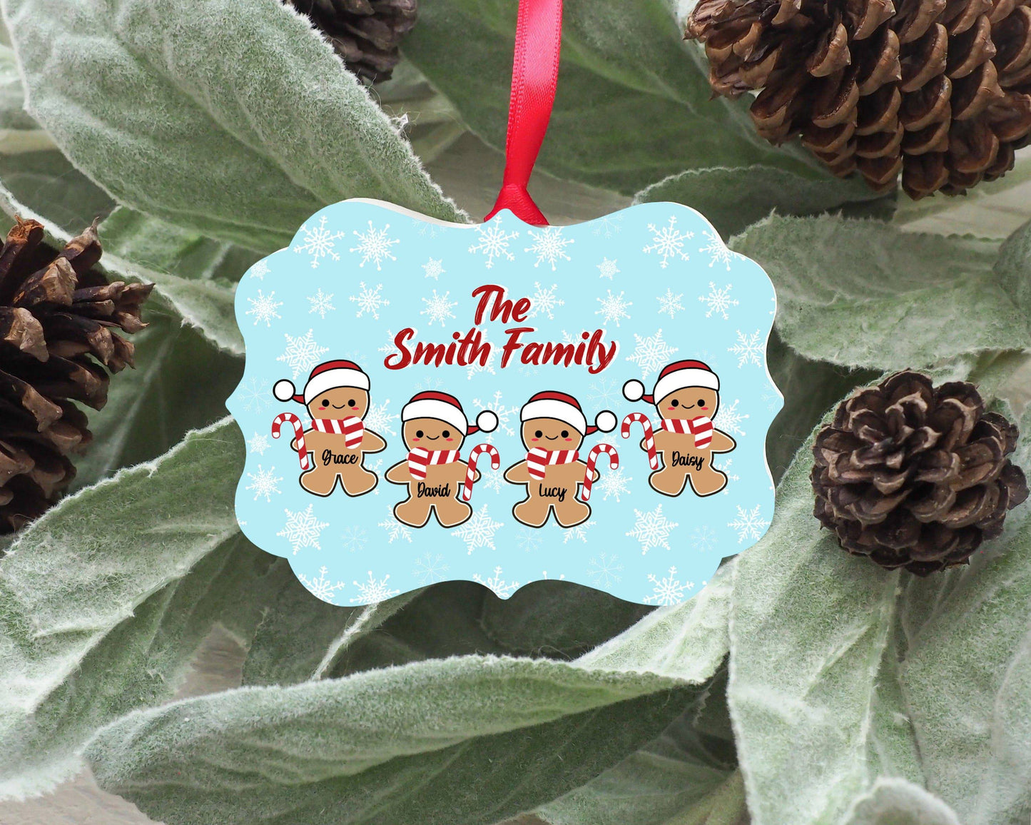 Santa Hat Gingerbread Family Ornament