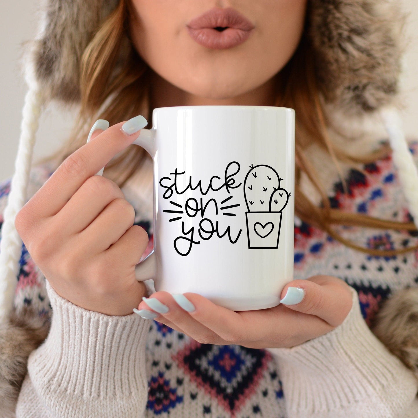 Stuck on You - Valentine's Coffee Mug - Plant Lover Gift