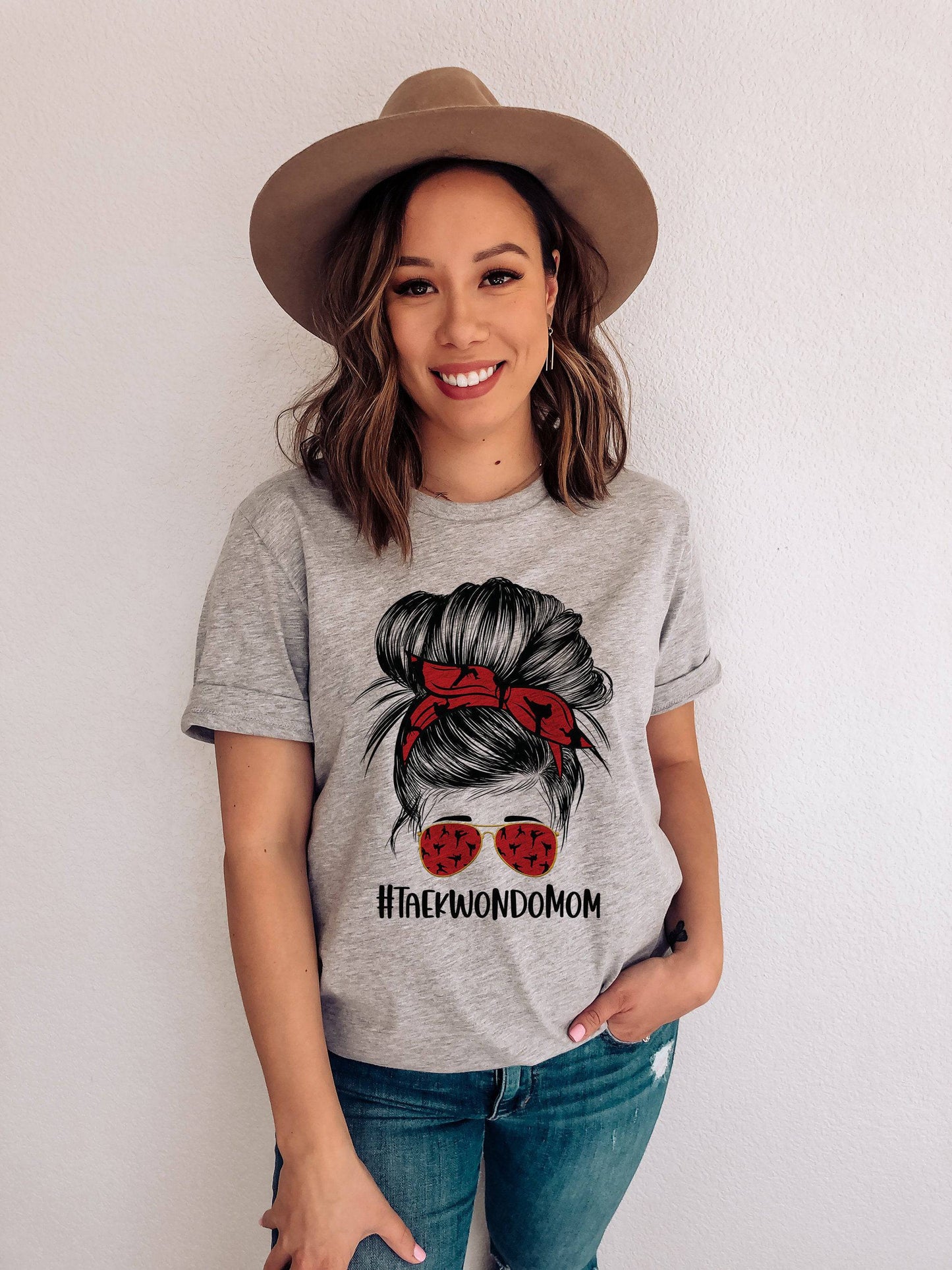 Taekwondo Mom Shirt | Taekwondo Messy Bun T-shirt | Mom Sports Shirts