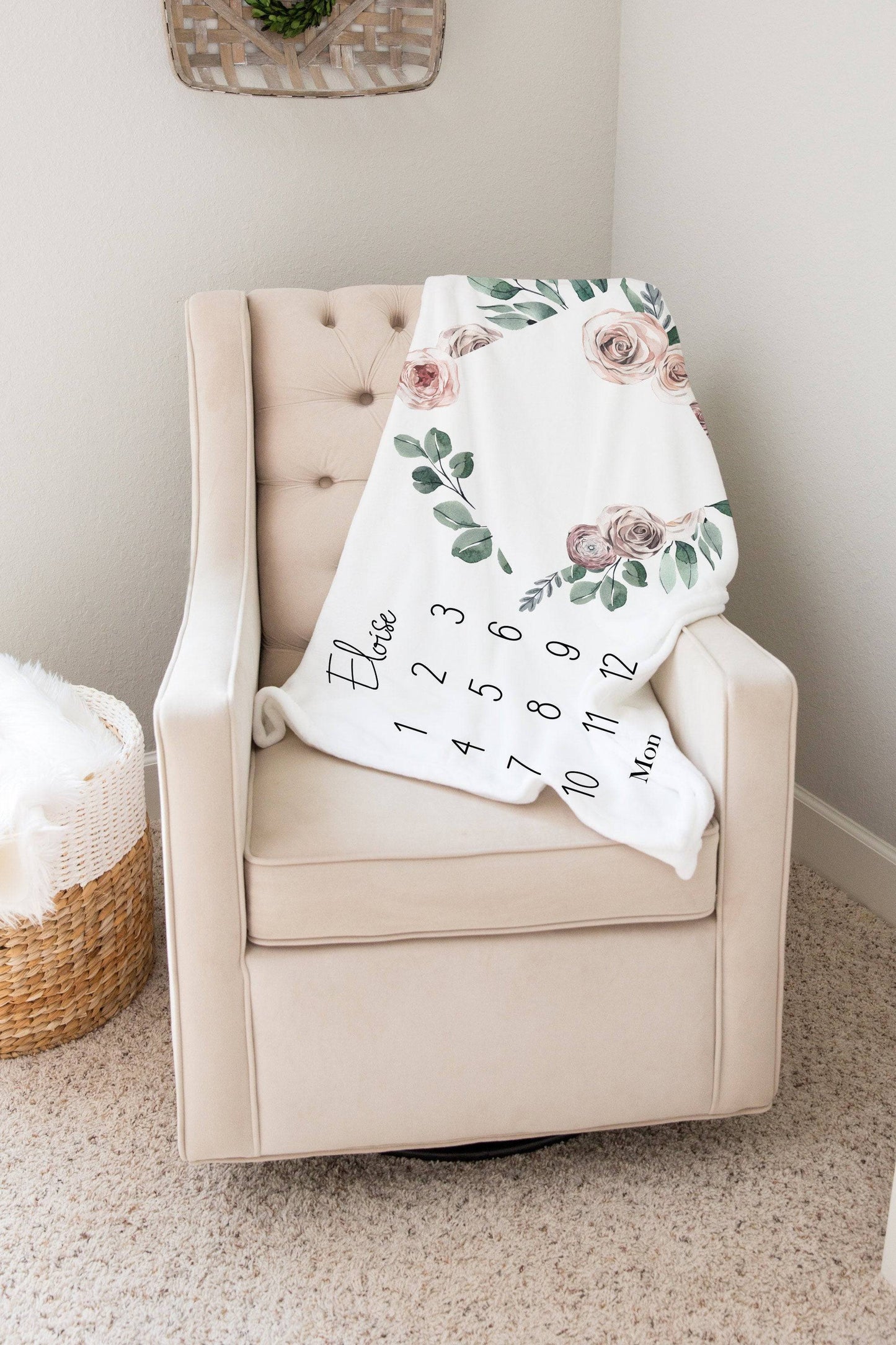 Vintage Floral Baby Milestone Blanket