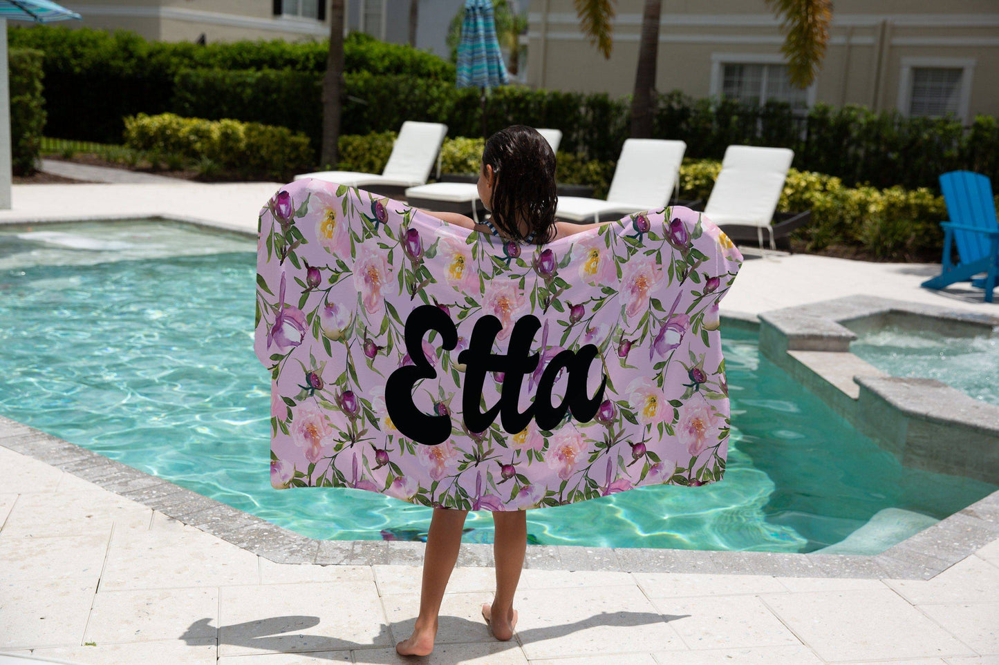 Vintage Floral Personalized Beach Towel