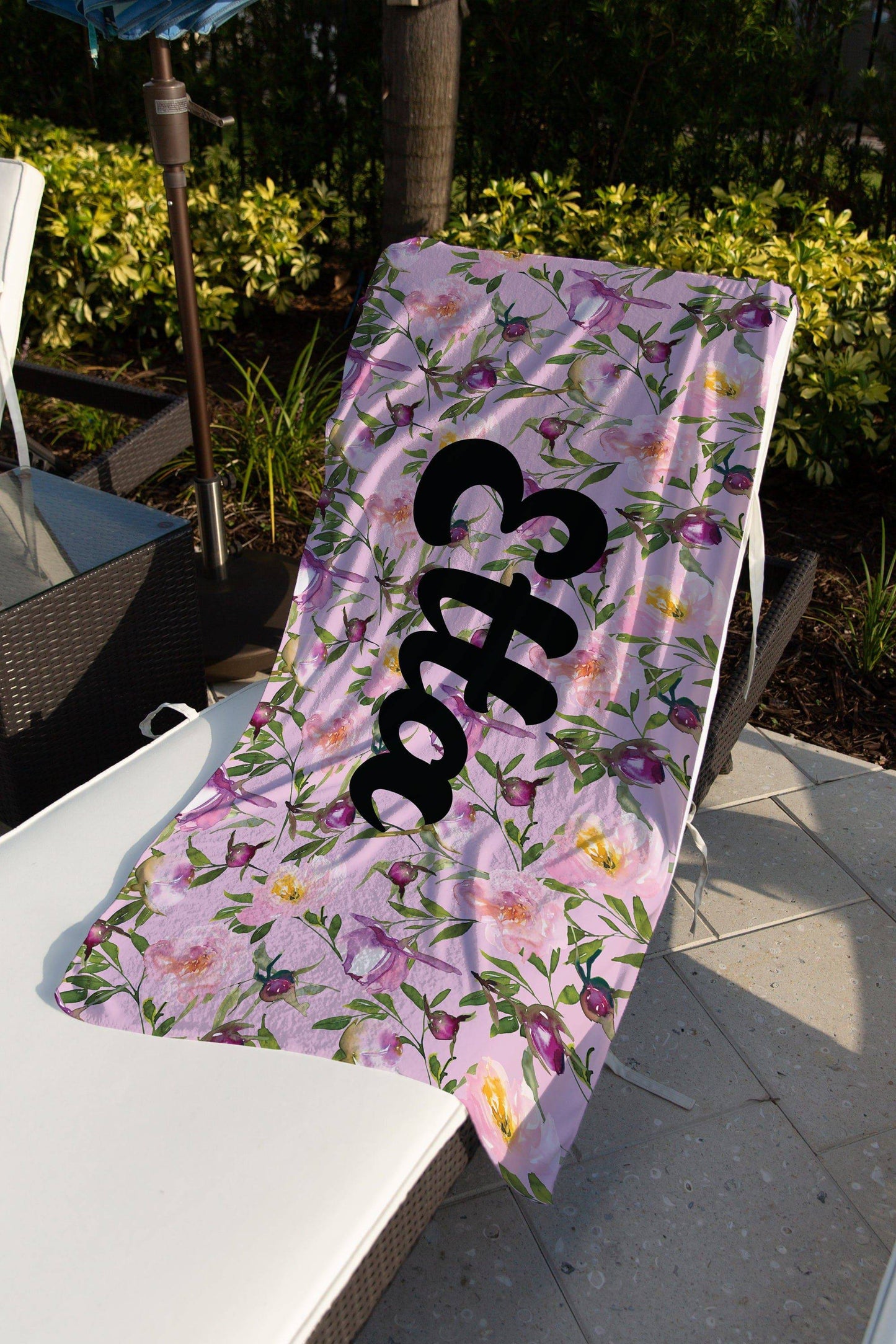 Vintage Floral Personalized Beach Towel
