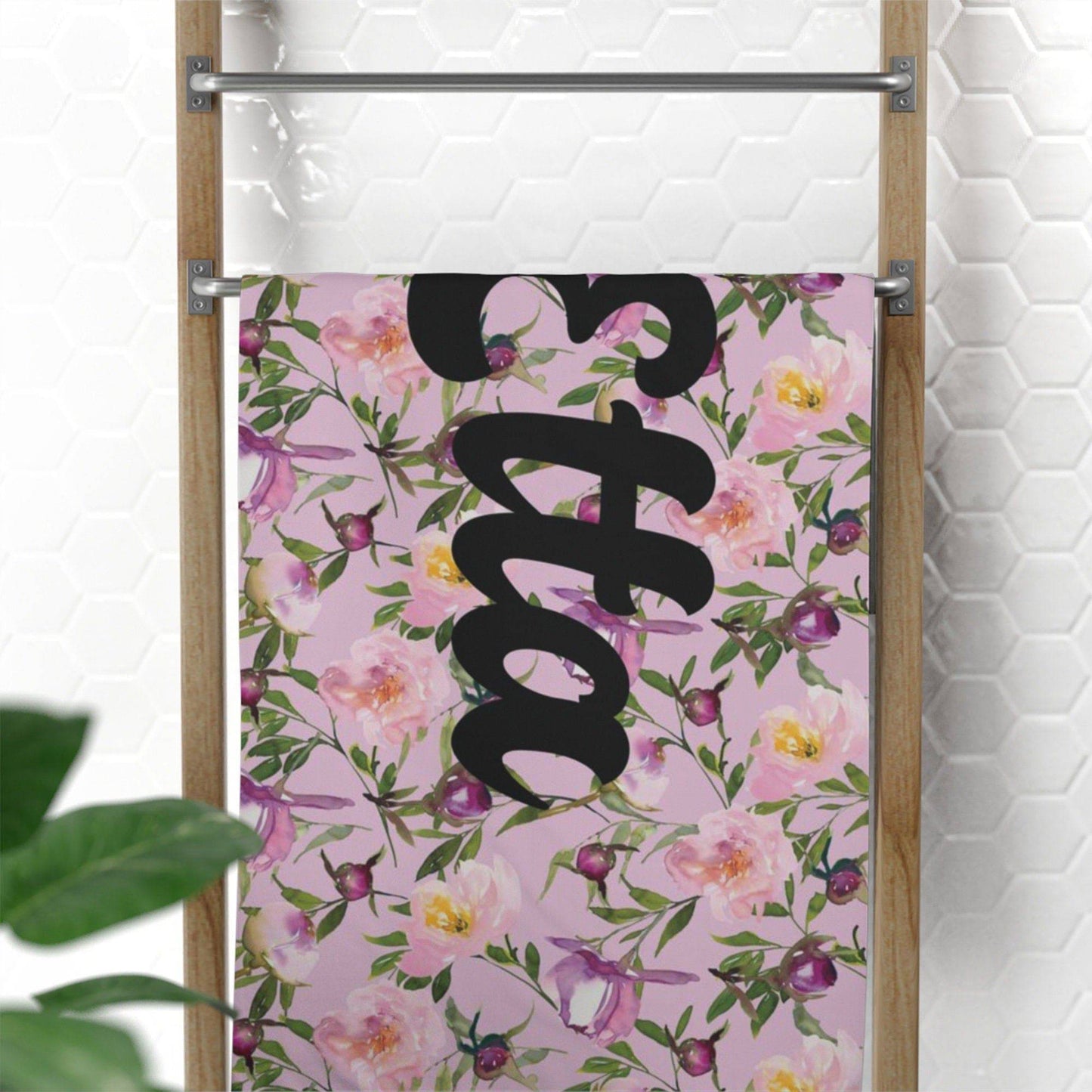 Vintage Floral Personalized Beach Towel