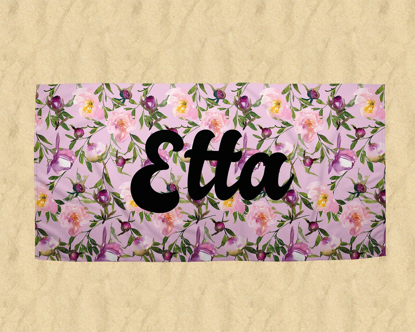 Vintage Floral Personalized Beach Towel