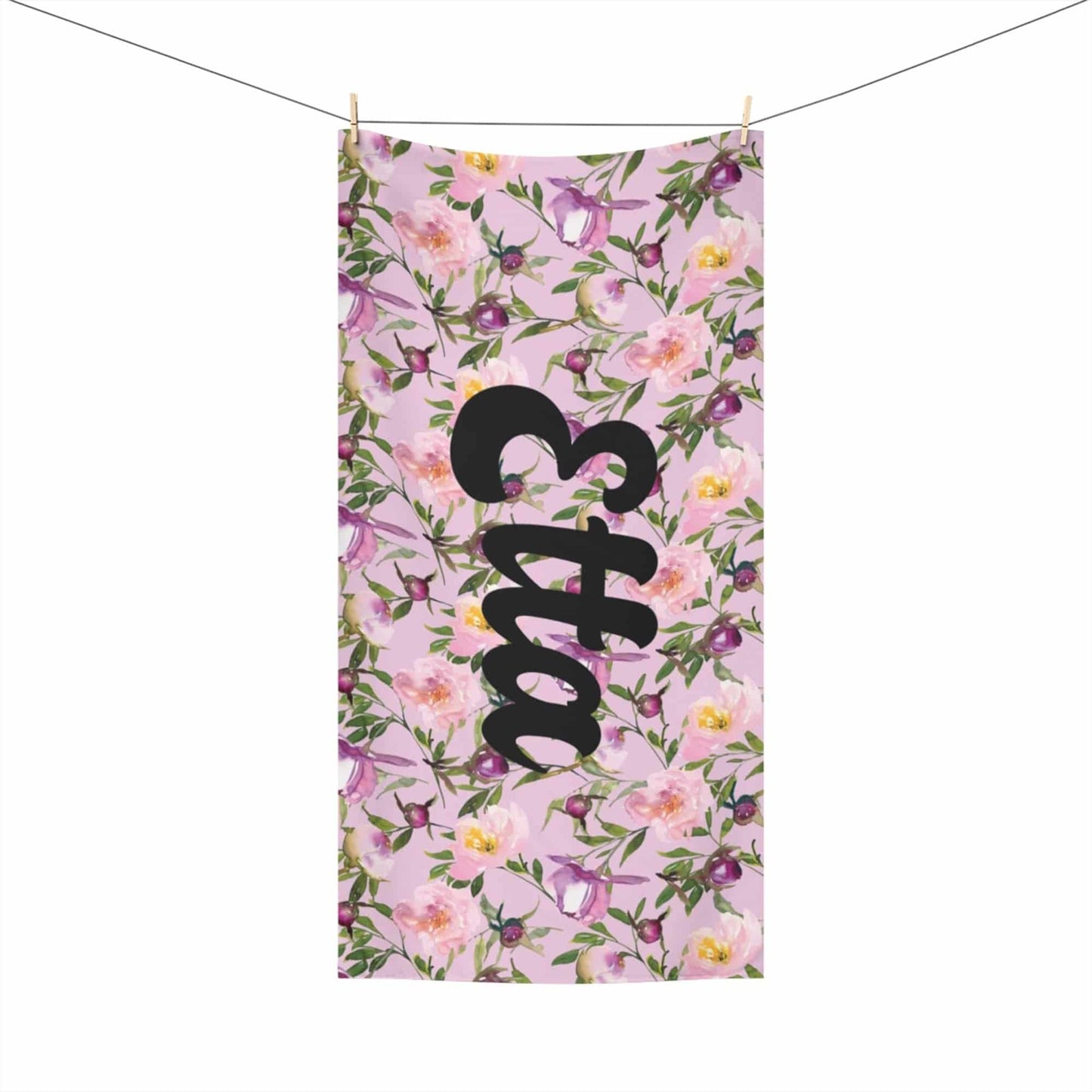 Vintage Floral Personalized Beach Towel