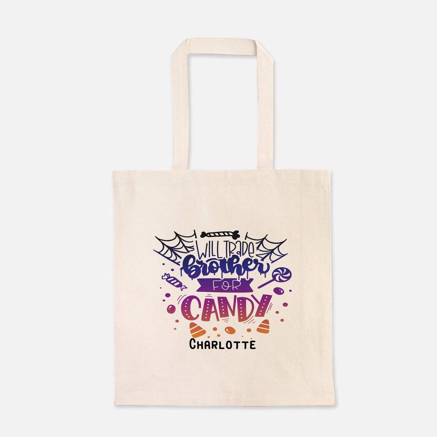 Will Trade Brother For Candy Trick or Treat Bag - Personalized Halloween Bag