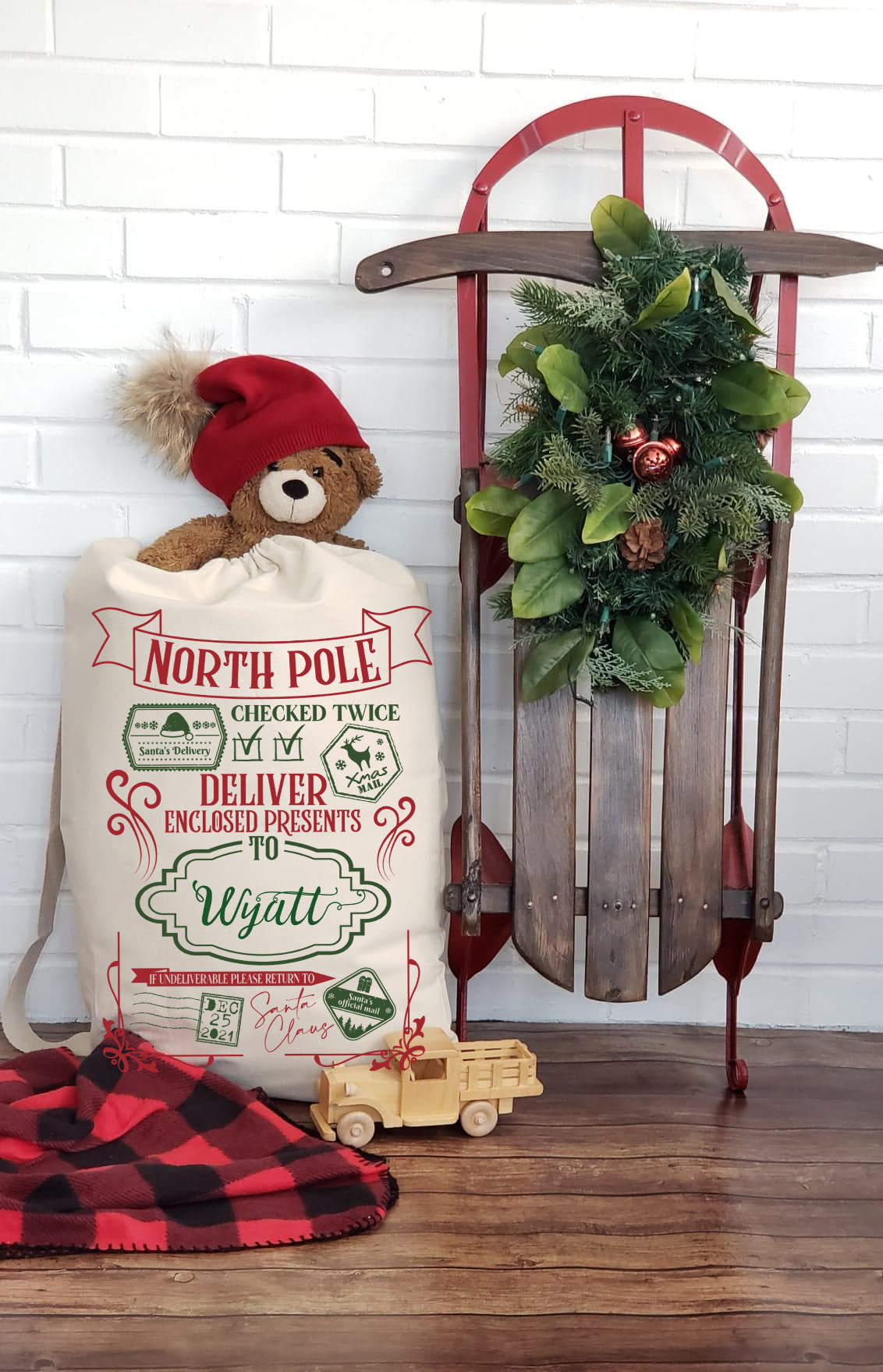 North Pole Deliver Enclosed Santa Sacks