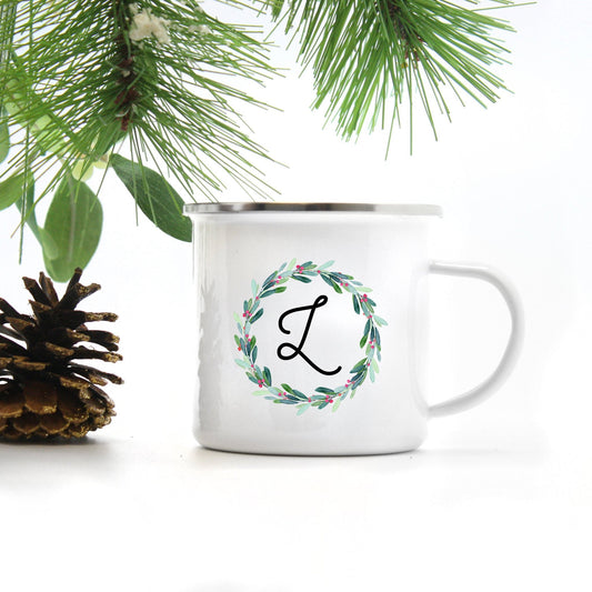Personalized Wreath Initial Mug - Stick'em Up Baby®