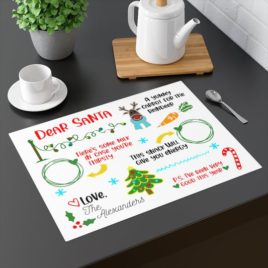 Christmas Decor - Personalized Christmas Eve Placemat for Santa - Milk and Cookies for Santa - Family Tradition - Family Gift