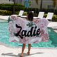 Floral Personalized Beach Towel Girl Custom Pool Towel Personalized Name Birthday Party Favor Pool Party Vacation Bachelorette Birthday Gift