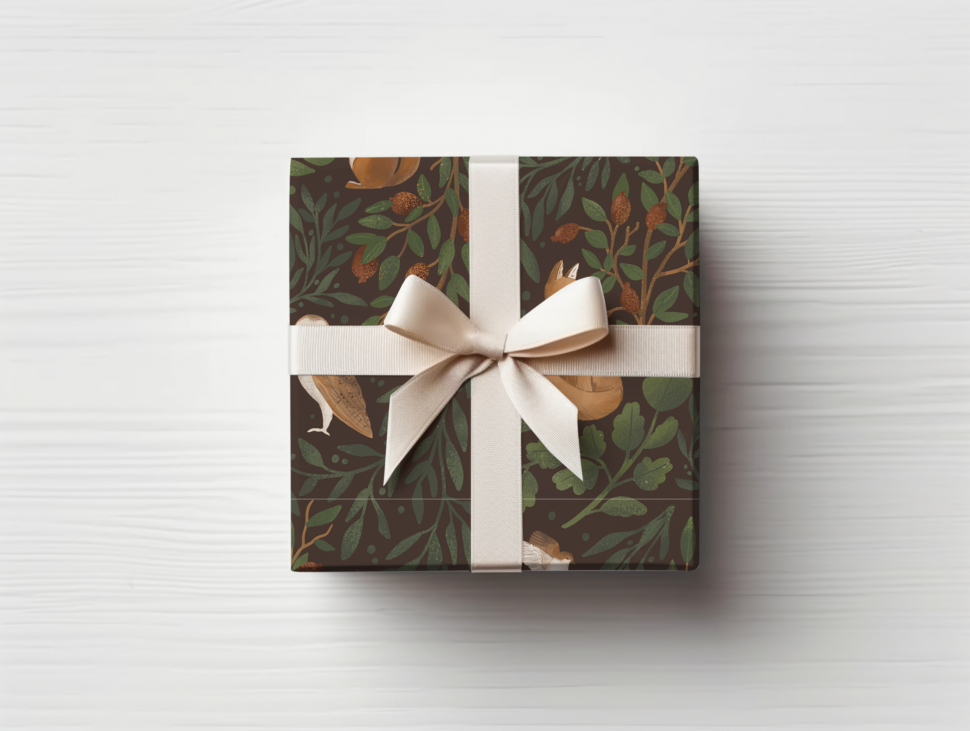 a wrapped gift box with a bow on top of it