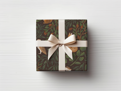 a wrapped gift box with a bow on top of it