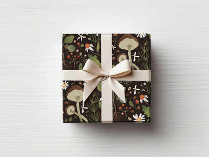 a present wrapped in a brown wrapping paper with a bow