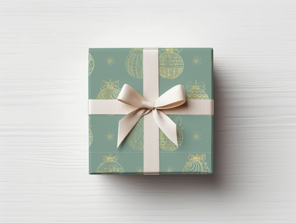 a present wrapped in a green wrapping paper with a bow