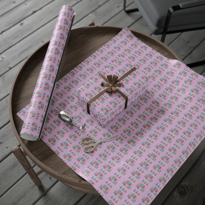 a table topped with a wrapped present and a pair of scissors