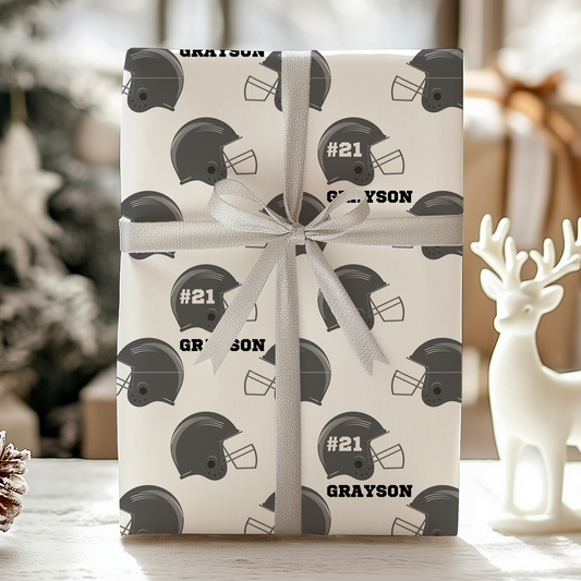 a christmas present wrapped in a white wrapping paper