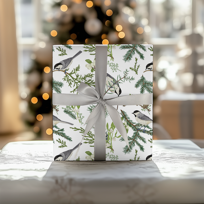a white gift box with a bird design on it