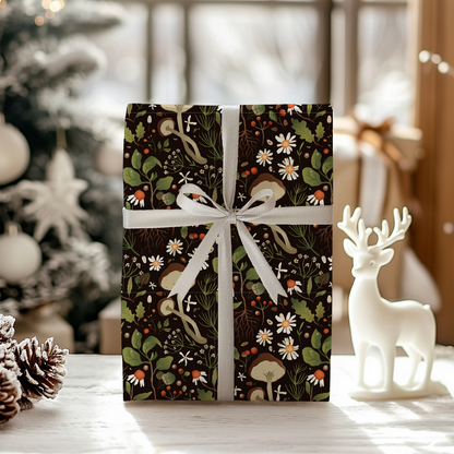 a christmas present wrapped in brown paper with a white bow