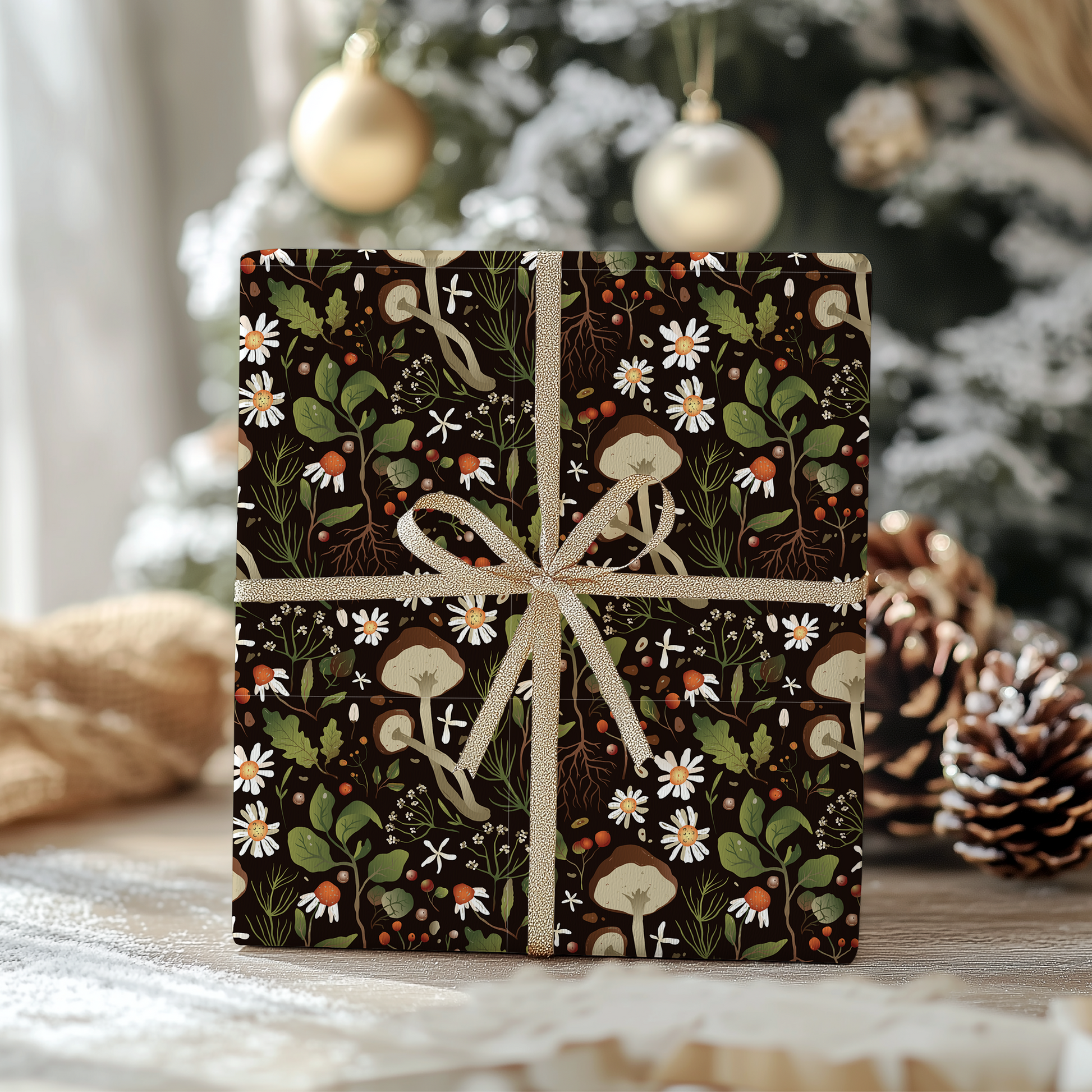 a gift wrapped in brown paper with a bow